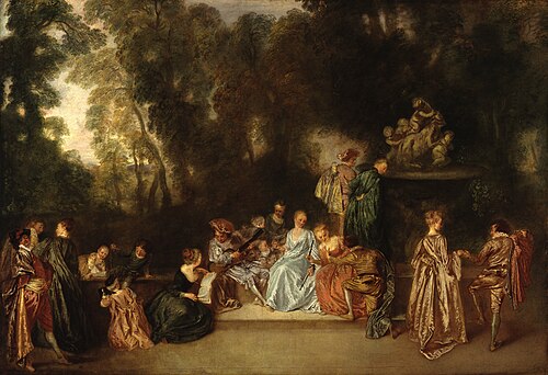 Party in the Open Air, 1720, Antoine Watteau