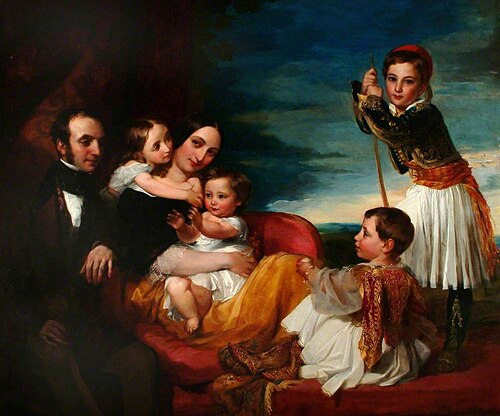 Alexander Constantine Ionides and His Wife Euterpe, with Their Children Constantine, Alexander, Agla, 1841, George Frederic Watts