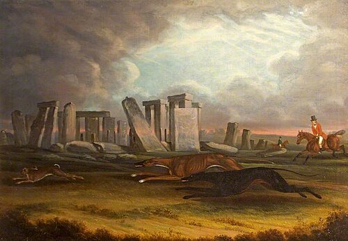 Coursing at Stonehenge, Wiltshire, 1817, Samuel Spode