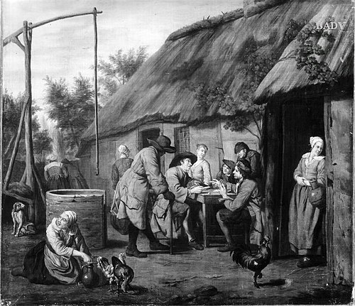 Kartenspieler vor einem Bauernhaus, 1707, Jan Josef Horemans
