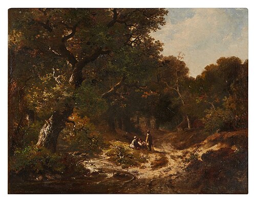 Figures on a Forest Path, , Hendrik Pieter Koekkoek