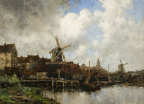 Mills and Waterfront Scene, , Hermanus the Younger Koekkoek