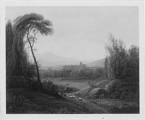 Kloster in südlicher Landschaft, 1807, Simon Warnberger