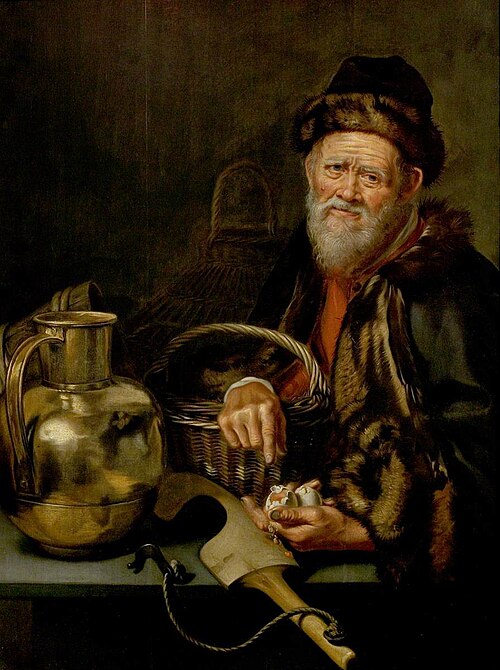 An Old Man with Broken Eggs, , Willem van Odekercken