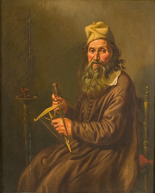 Old man winding yarn on a hand-reel, , Willem van Odekercken