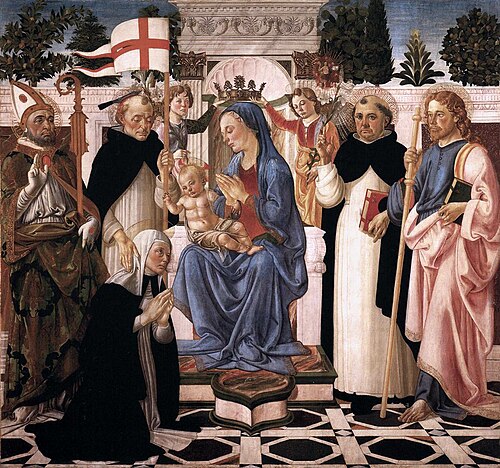 Madonna and Child with Five Saints and Two Angels, 1470, Andrea Verrocchio