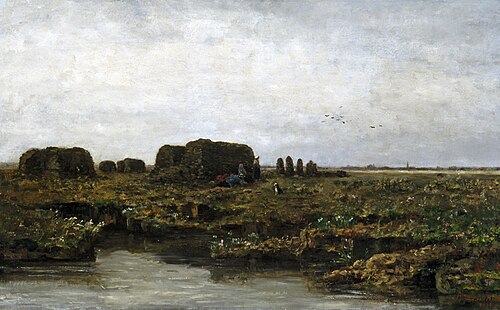 Veenplas met turfgravers, 1876, Sina Mesdag-van Houten