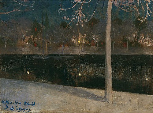 Snowy Landscape by Night. Haarlem, 1886, Darío de Regoyos