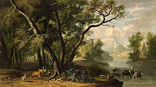 Mountain landscape with shepherds, 1750, Dirck Dalens