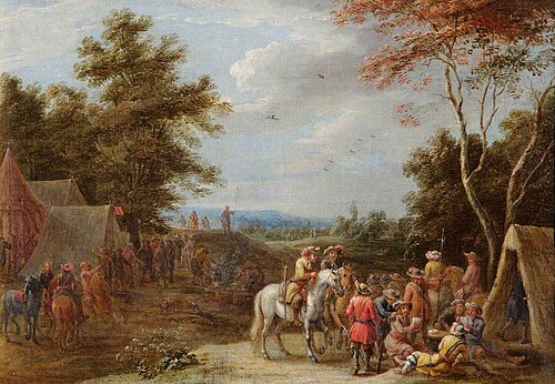 An Encampment with Soldiers Playing Cards, 1660, Lambert de Hondt (I)