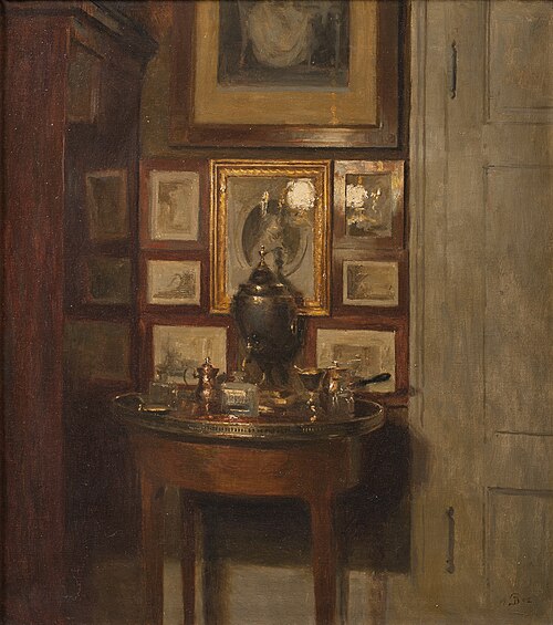 Interior with a samovar. Evening, 1902, Peter Ilsted