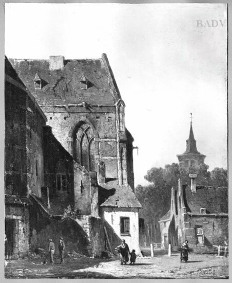 Houses at church, 1843, Adrianus Eversen