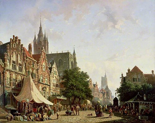 Dutch Street Scene, 1858, Adrianus Eversen