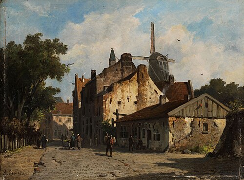 Blick in einer holländische Vorstadtstraße., 1897, Adrianus Eversen