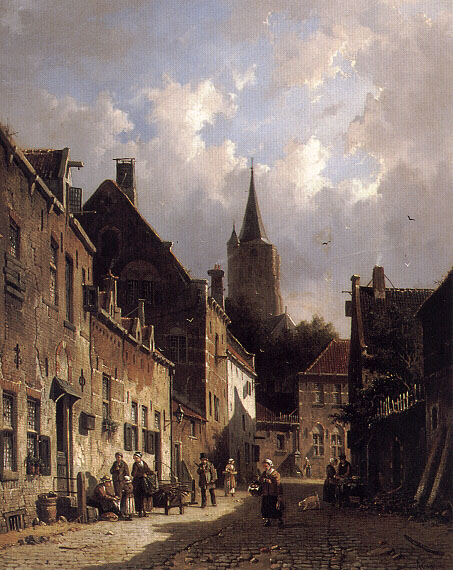 A Dutch Street Scene, 1898, Adrianus Eversen
