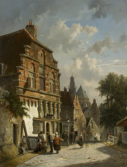 Stadsgezicht Oudewater, 1867, Adrianus Eversen