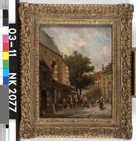 Stadsgezicht bij zomer, 1869, Adrianus Eversen