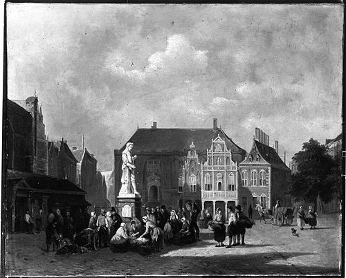 Der Marktplatz in Haarlem, 1850, Adrianus Eversen