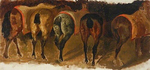 Horses Standing in a Mews, , Théodore Géricault