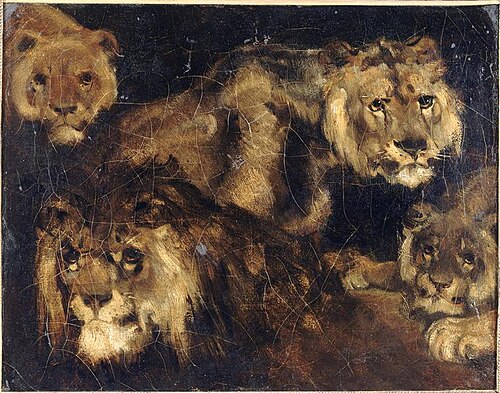 Étude de quatre têtes de lions, 1821, Théodore Géricault
