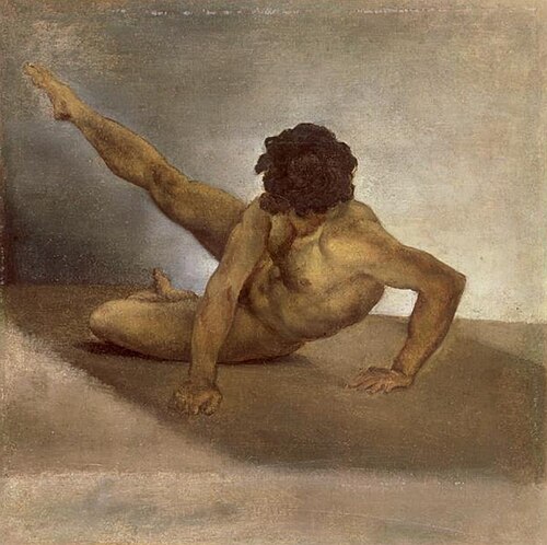 Homme nu renversé sur le sol, 1817, Théodore Géricault