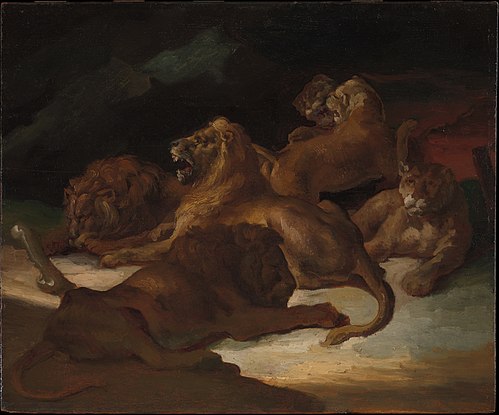 Lions in a Mountainous Landscape, 1818, Théodore Géricault
