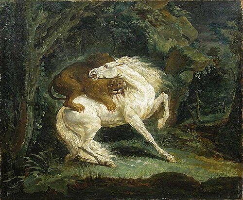 Cheval attaqué par un lion, 1812, Théodore Géricault