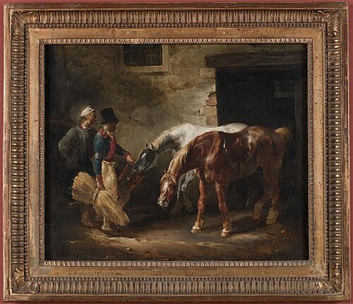 Deux Chevaux de poste à la porte d'une écurie, 1821, Théodore Géricault