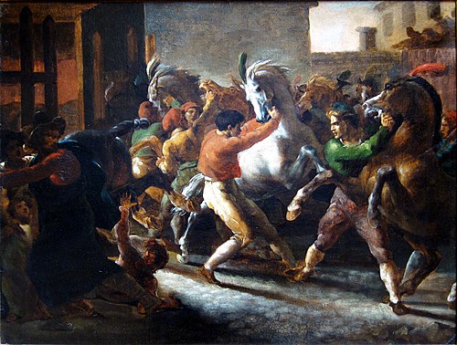 Course de chevaux libres à Rome, 1817, Théodore Géricault