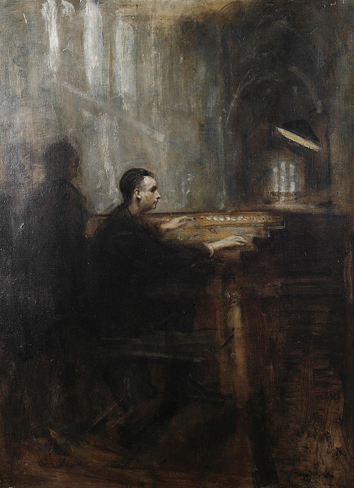 Monsieur Marcel Dupré at the organ of Notre Dame, 1950, Ambrose McEvoy