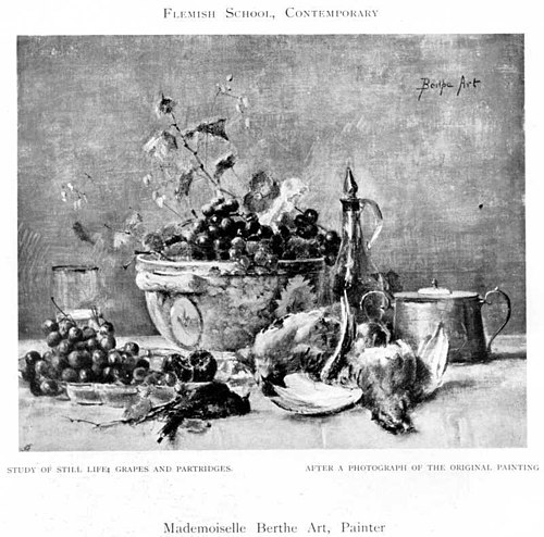 Still Life of Grapes and Partridges, 1905, Berthe Art