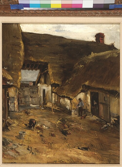 Boerderij in Normandië., 1875, Adolphe Hervier