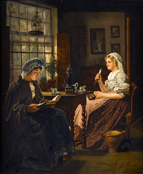 Peeling potatoes, 1873, Adrien Jean Madiol