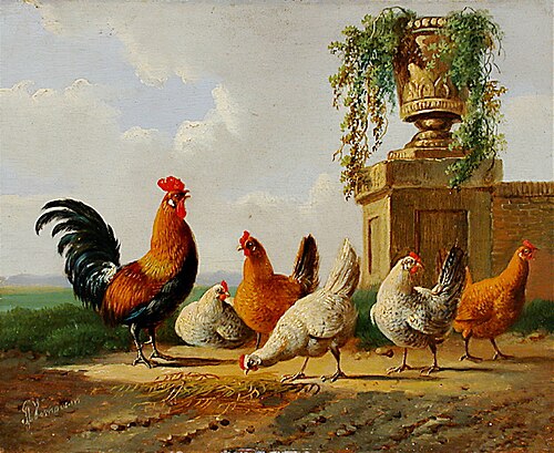 Chickens and a park vase.jpg, , Albertus Verhoesen