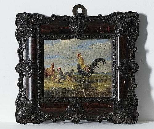 Boerenerf (schapen en kippen), 1853, Albertus Verhoesen