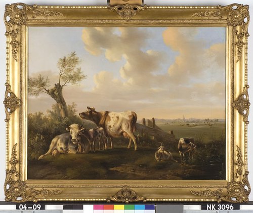 Landschap met vee bij een vijver, 1850, Albertus Verhoesen