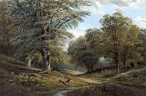 Forest Scene with Deer, 1874, Alfred, Sr. Glendening