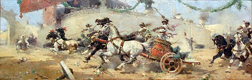 The chariot race in the Circus Maximus, 1890, Alfredo Tominz