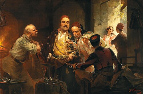 At the bladesmith’s, 1919, Alois Hans Schram
