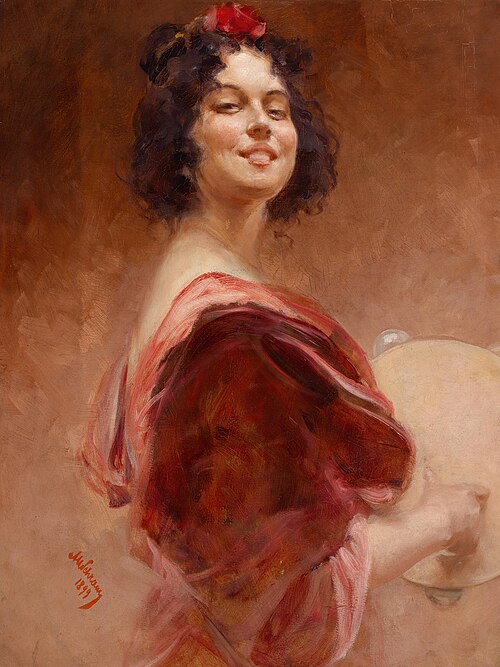 Zigeunerin mit Tambourin, 1899, Alois Hans Schram