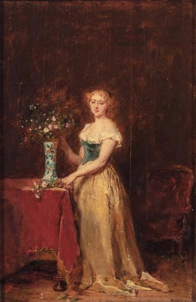 Arranging Flowers, , Antoine Émile Plassan
