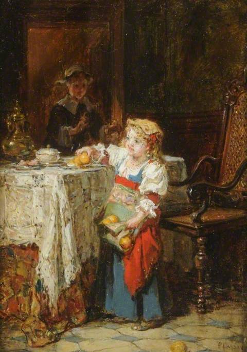 Child with Fruit, 1880, Antoine Émile Plassan