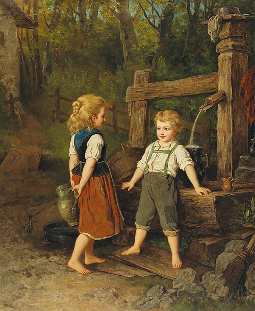 Children at the Well, 1896, Anton Ebert