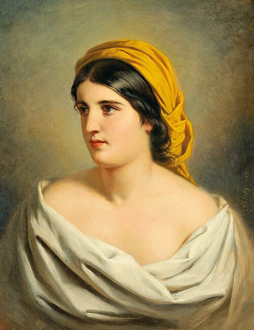 Portrait of a Woman with Yellow Headscarf, 1861, Anton Ebert