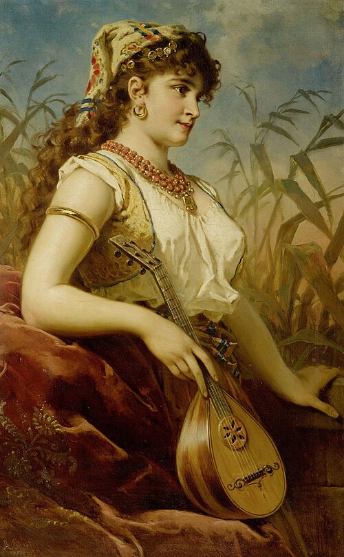 Die Mandolinspielerin., 1896, Anton Ebert
