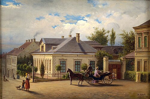 Das Wohnhaus des Künstlers in Penzing., 1877, Anton Ebert