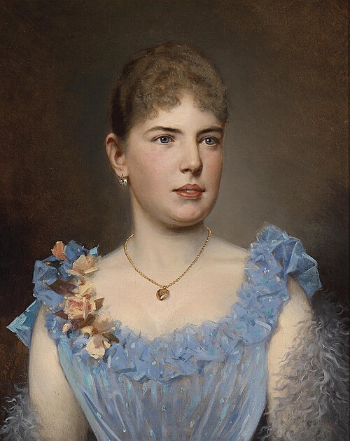 Porträt einer Dame in blauem Kleid, 1893, Anton Ebert
