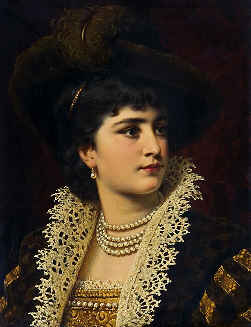 Damenportrait im historischen Gewand., 1850, Anton Ebert