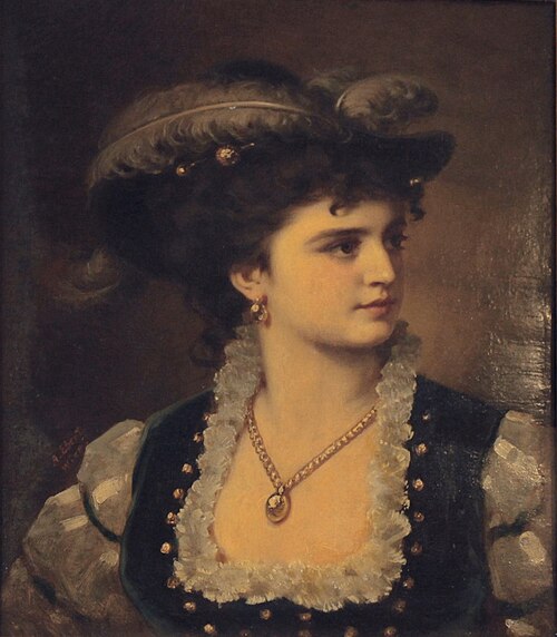 Bildnis einer Dame mit Federhut, 1896, Anton Ebert