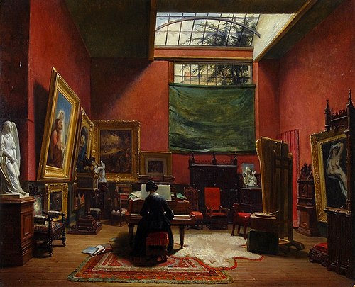 Het kleine atelier bij het woonhuis van Ary Scheffer aan de Rue Chaptal 16 te Parijs, 1850, Arie Johannes Lamme